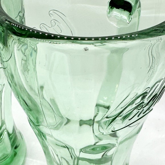 Set Of 2 Vintage Green Coca-Cola Glasses With Handle Mugs 14 oz Heavy - Picture 10 of 10